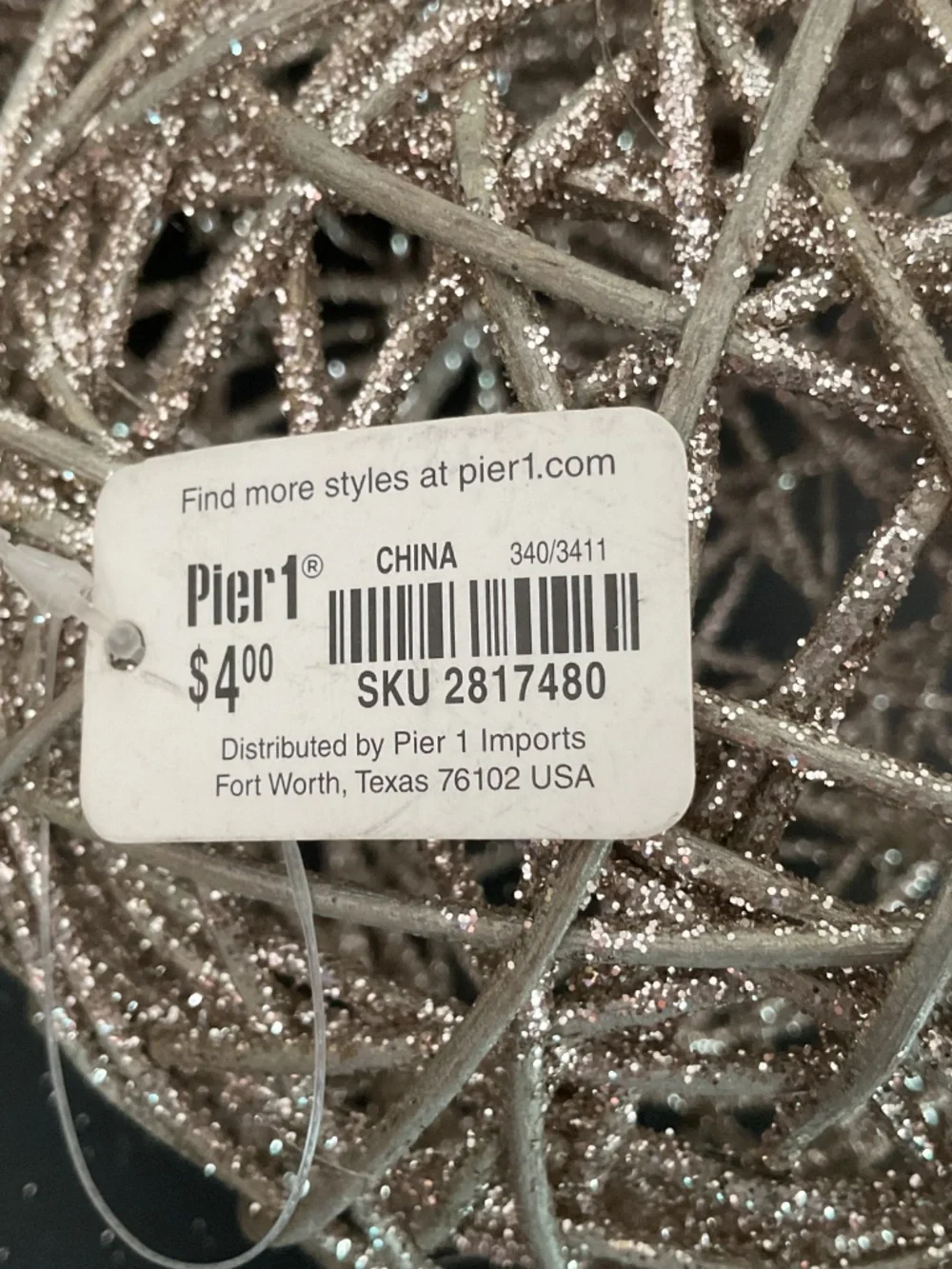 Pier 1 set of 7 Gold & Silver Glitter Round Wood Orbs Balls Holiday Decor